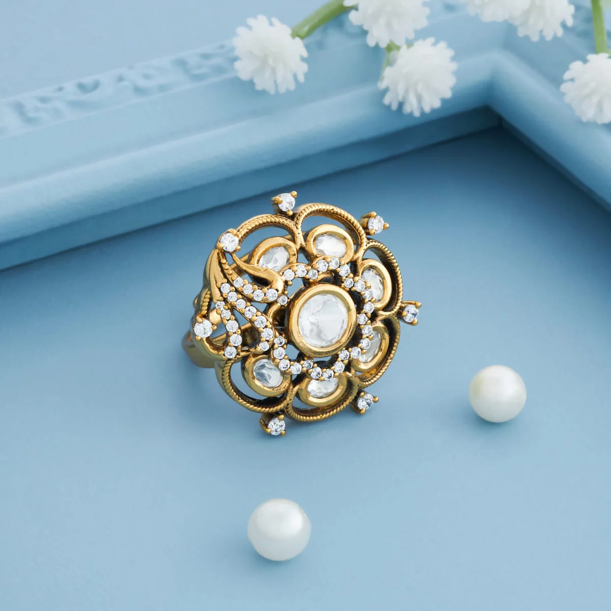 Kundan Finger Ring 196895 - Image 2